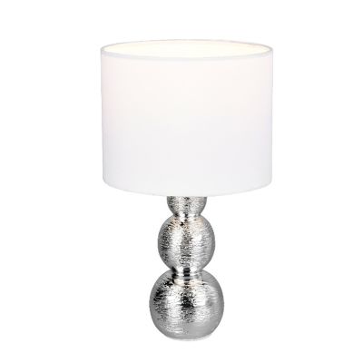 Keramická stolní lampa stříbrná, Leonhard, s vypínačem