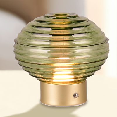 Mosazná nabíjecí stolní lampa retro, Walid, 2W, LED 3000 K, s dotykovým stmívačem