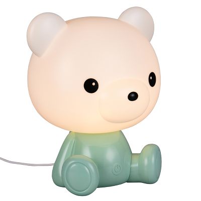 Zelená stolní lampa do dětského pokoje plastová, Lumibear, 0,3W, LED RGB, s vypínačem