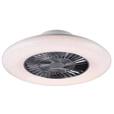 Moderní stropní ventilátor Damia s chromem, 40 W, nastavitelný LED svítivost od teplé do studené bílé, s dálkovým ovládáním