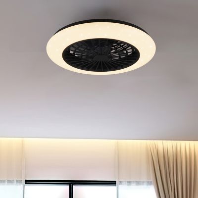 Černý stropní ventilátor moderní, Damyan, 30W, nastavitelný LED svítivost od teplé do studené bílé, s dálkovým ovládáním