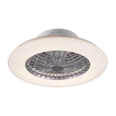 Moderní stropní ventilátor Damyan, šedý, 30W, nastavitelný LED s teplým až studeným bílým světlem, s dálkovým ovládáním