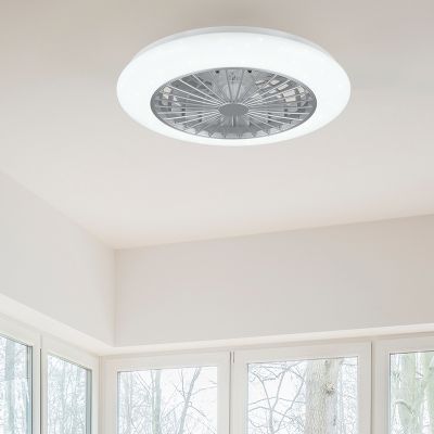 Moderní stropní ventilátor šedý, Damyan, 30W, RGBW LED, s dálkovým ovládáním