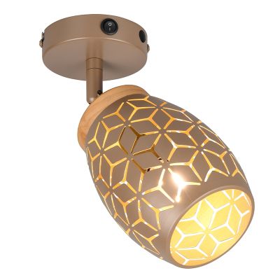 Hnědé nástěnné bodové světlo moderní, Delana, s vypínačem