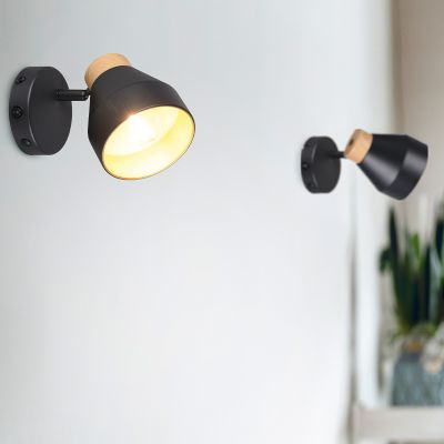 Černé nástěnné bodové světlo moderní, Riette, s vypínačem