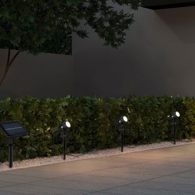 Černé solární zahradní bodové osvětlení hliníkové, Mijke, 0,5W, LED 4000 K, IP44