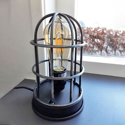 Industriální stolní lampa šedá, Nova, s vypínačem