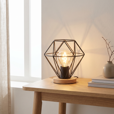 Industriální stolní lampa černá, Jochem, s vypínačem