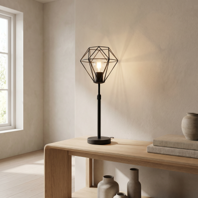 Industriální stolní lampa černá, Jochem, s vypínačem