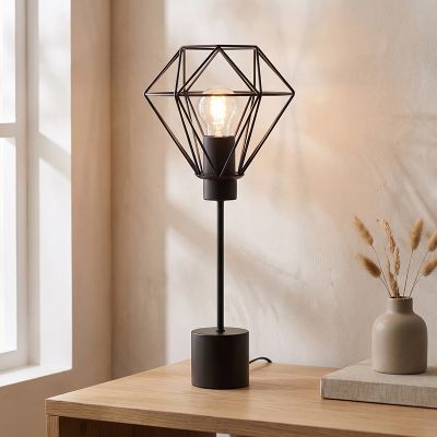 Industriální stolní lampa černá, Jochem, s vypínačem