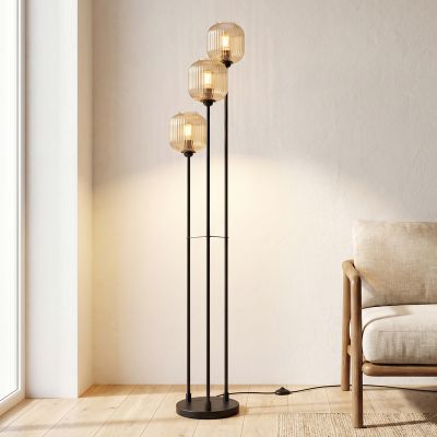 Designová stojací lampa jantarová, Charlois, s vypínačem